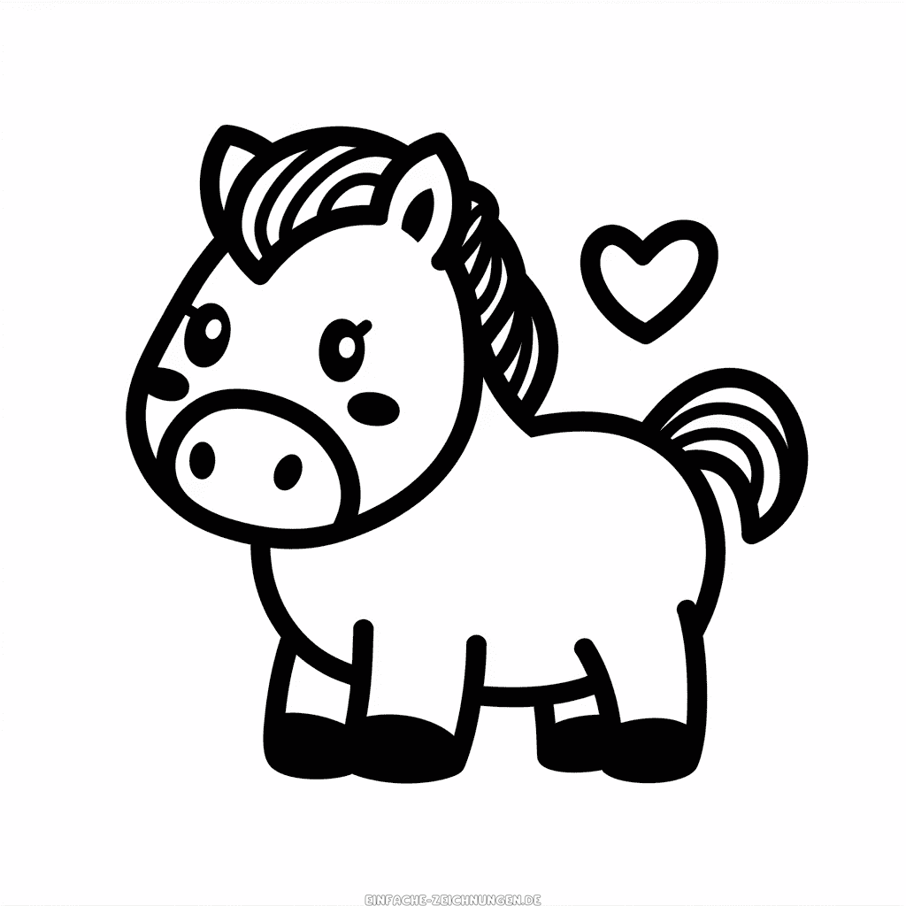 Einfache Zeichnung Kawaii süßes Pferd