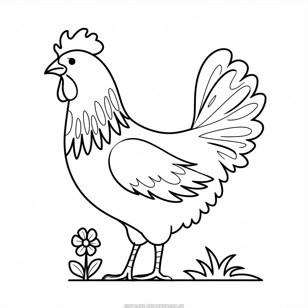 Einfache Zeichnung Schönes Huhn