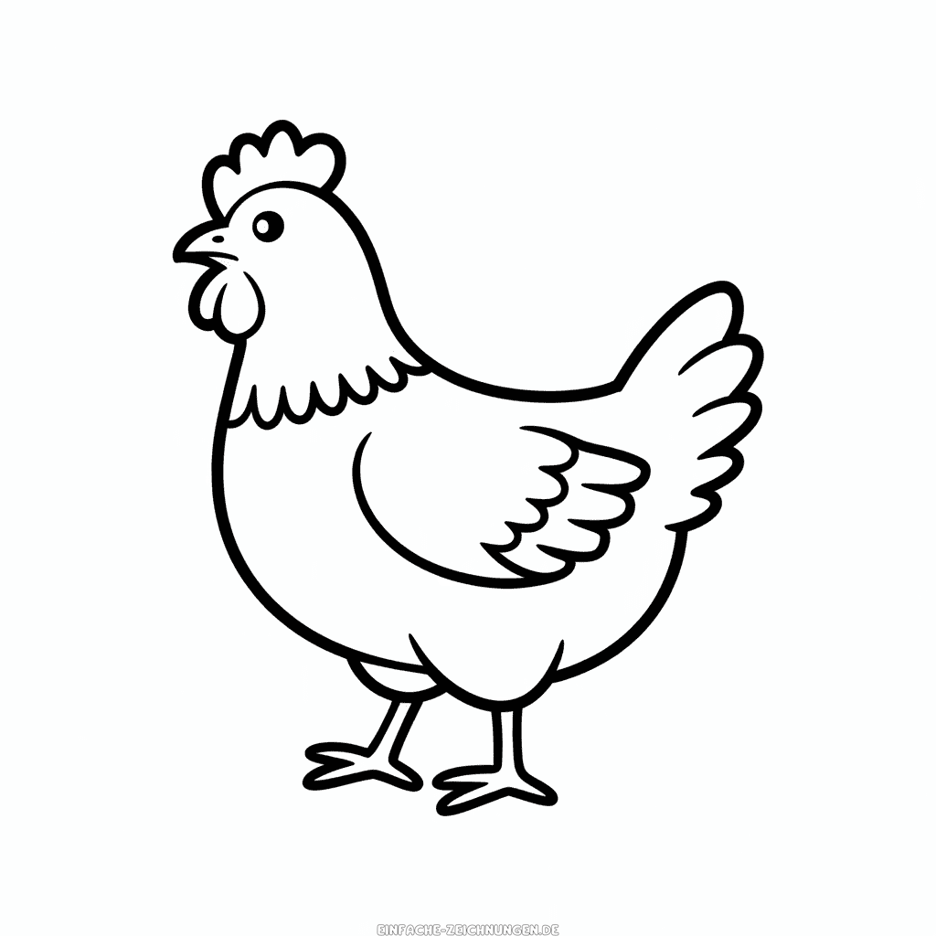 Schwarzweißes Huhn Einfache Zeichnung