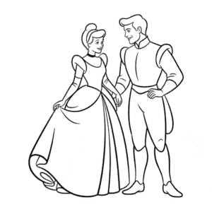 Zeichnung Cinderella und Prinz Charming