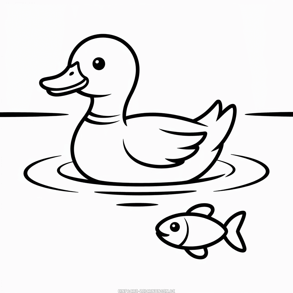 Zeichnung Ente im Wasser