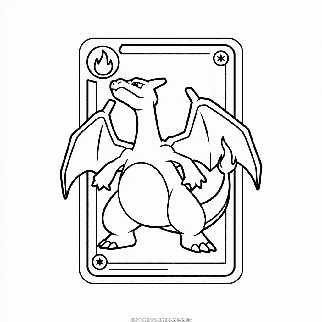 Zeichnung Glurak Pokémon-Karte