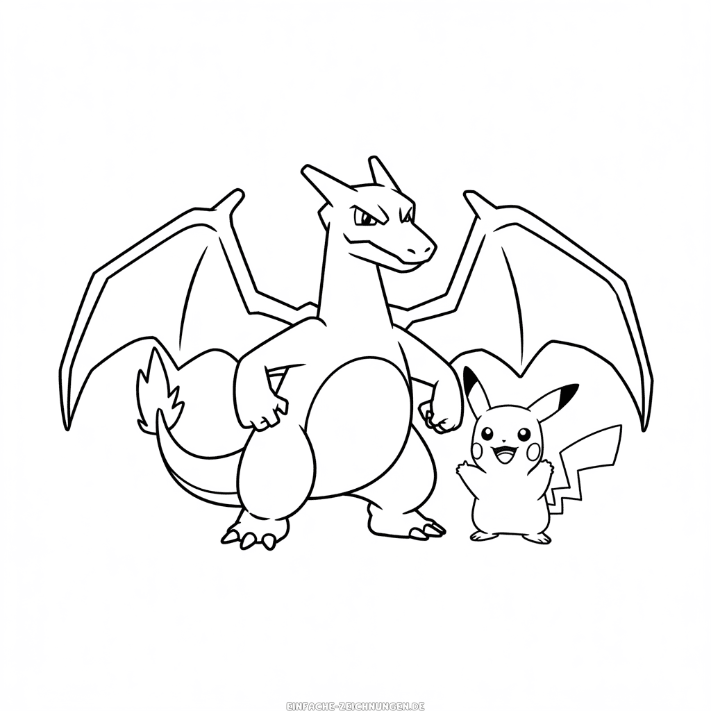 Zeichnung Glurak und Pikachu