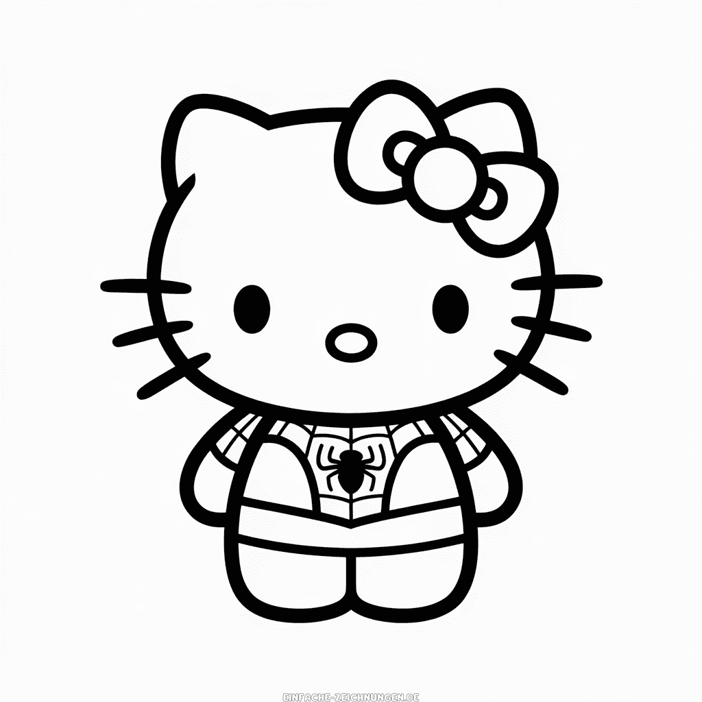 Zeichnung Hello Kitty im Spider Man Kostüm