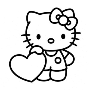 Zeichnung Hello Kitty mit Herz