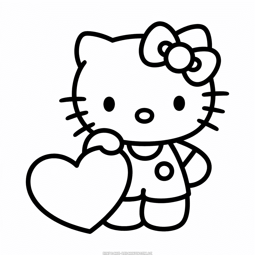 Zeichnung Hello Kitty mit Herz