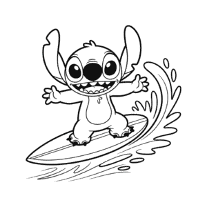 Zeichnung Stitch beim Surfen
