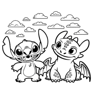 Zeichnung Stitch und Ohnezahn