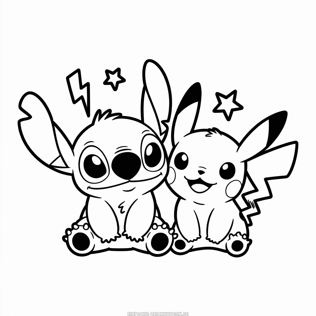 Zeichnung Stitch und Pikachu