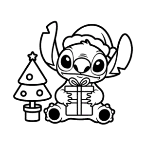 Zeichnung Stitchs Weihnachtsgeschenk