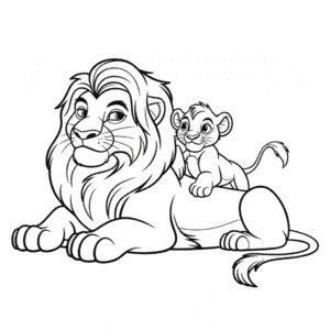 Zeichnung Der König der Löwen Simba und Mufasa