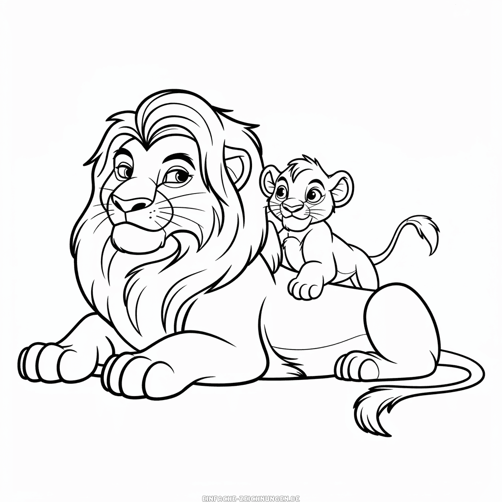 Zeichnung Der König der Löwen Simba und Mufasa