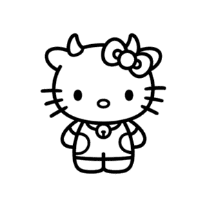 Zeichnung Hello Kitty im Kuhkostüm