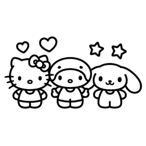 Zeichnung Hello Kitty und Freunde
