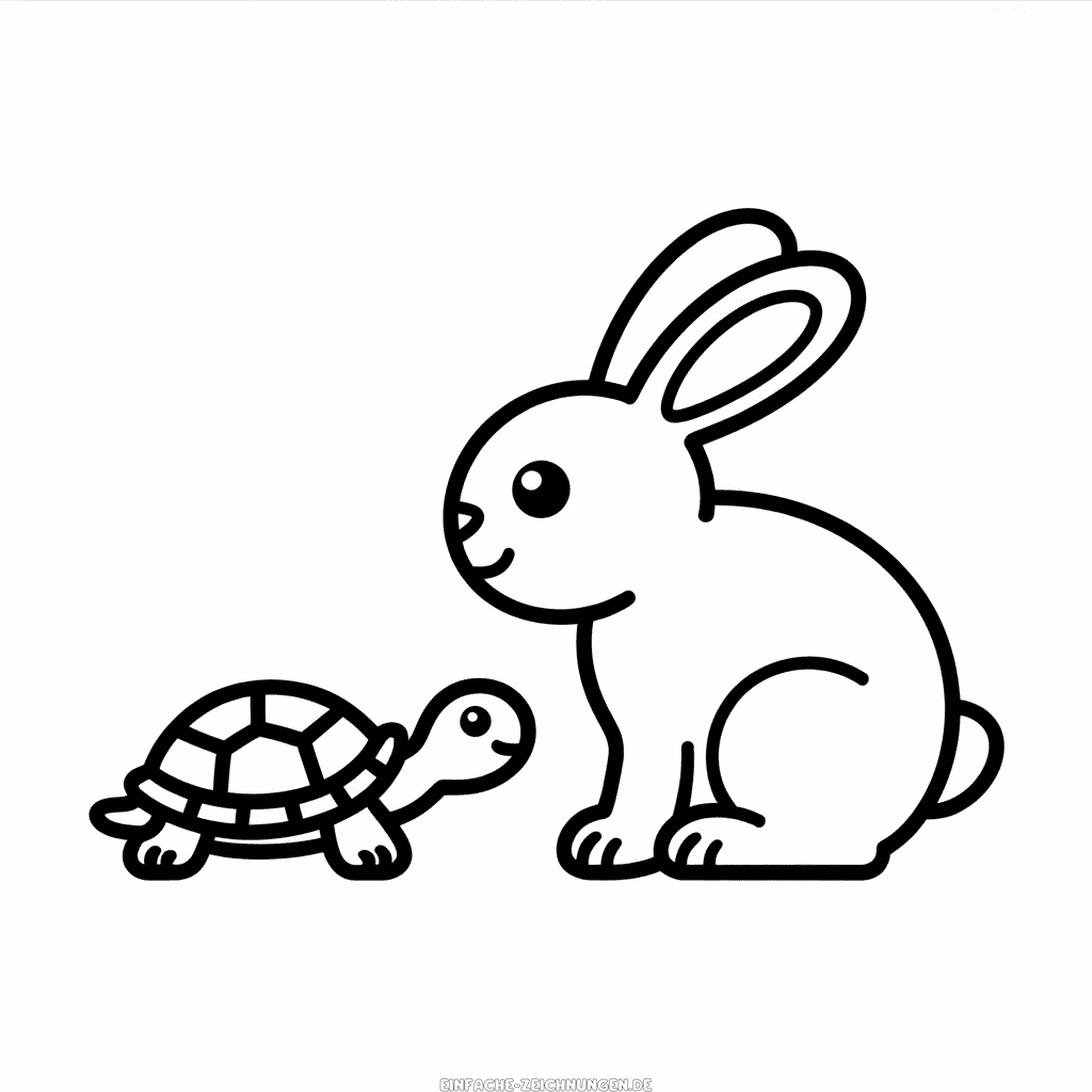 Zeichnung Kaninchen mit Schildkröte