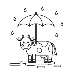 Zeichnung Kuh im Regen