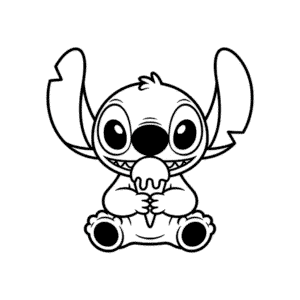 Zeichnung Stitch isst Eiscreme