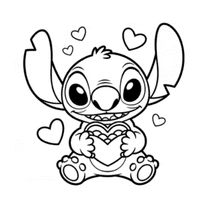 Zeichnung Stitch Valentinstag