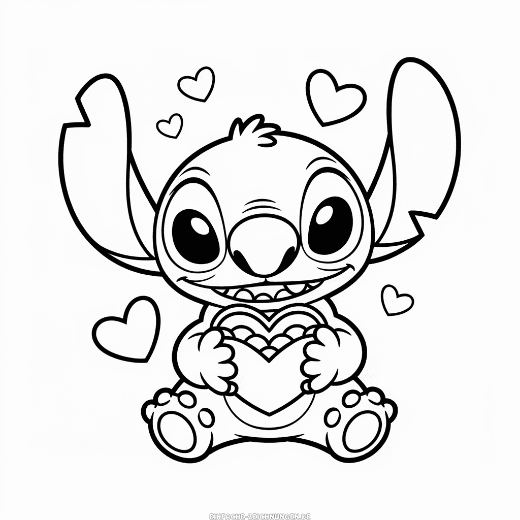 Zeichnung Stitch Valentinstag