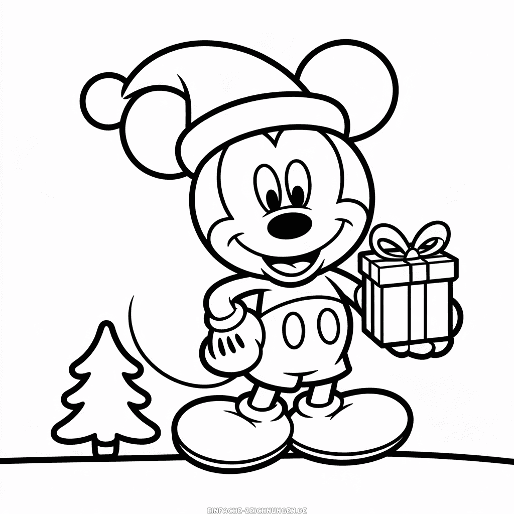 Zeichnung Micky Maus Weihnachten