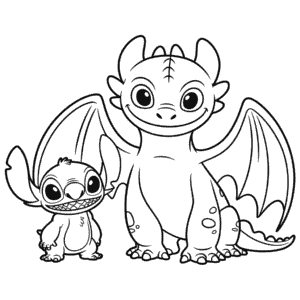Zeichnung Ohnezahn und Stitch