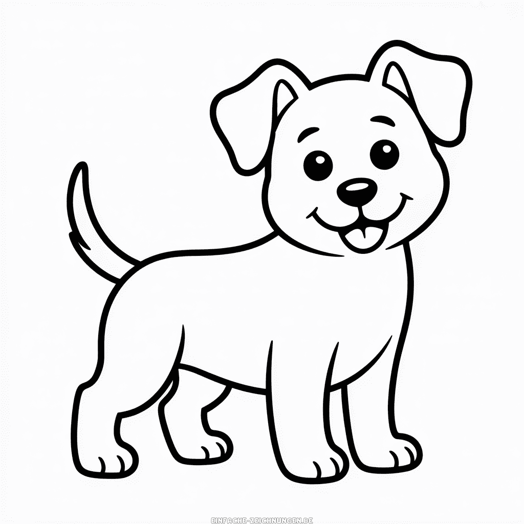 Zeichnung Schwarz-Weißer Hund