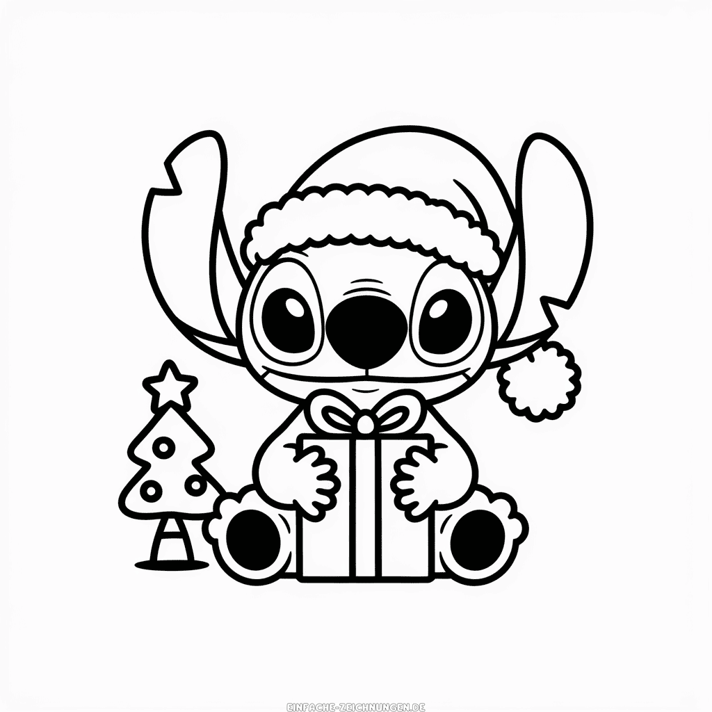 Zeichnung Stitch Weihnachten