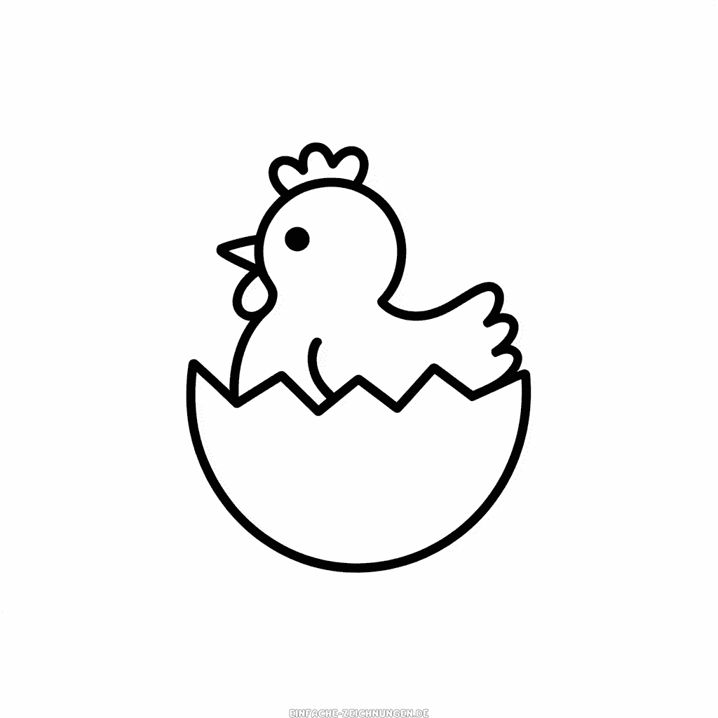 Zeichnung Baby Huhn im Ei