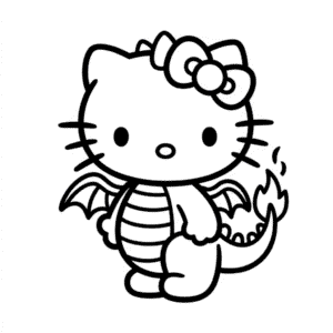 Zeichnung Hello Kitty im Drachenkostüm