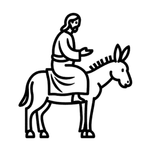 Zeichnung Jesus auf einem Esel