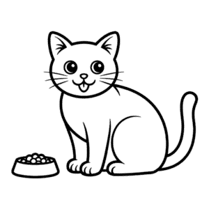 Zeichnung Katze isst Futter