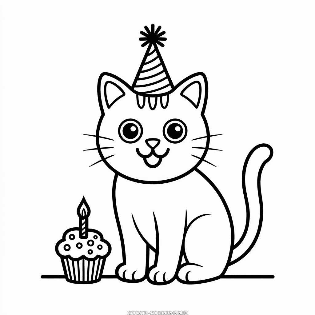 Zeichnung Katzengeburtstag