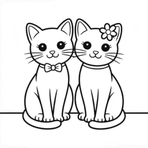 Zeichnung Katzenpaar