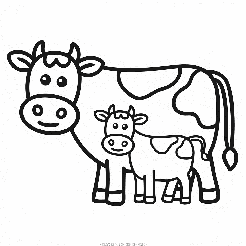 Zeichnung Kuh und Kalb