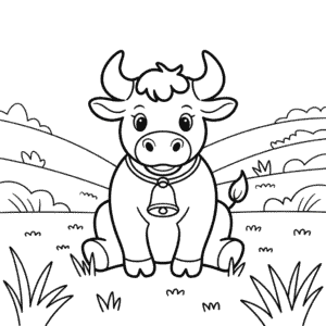Zeichnung Stier im Gras