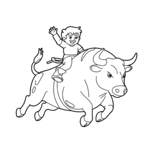Zeichnung Stier reiten