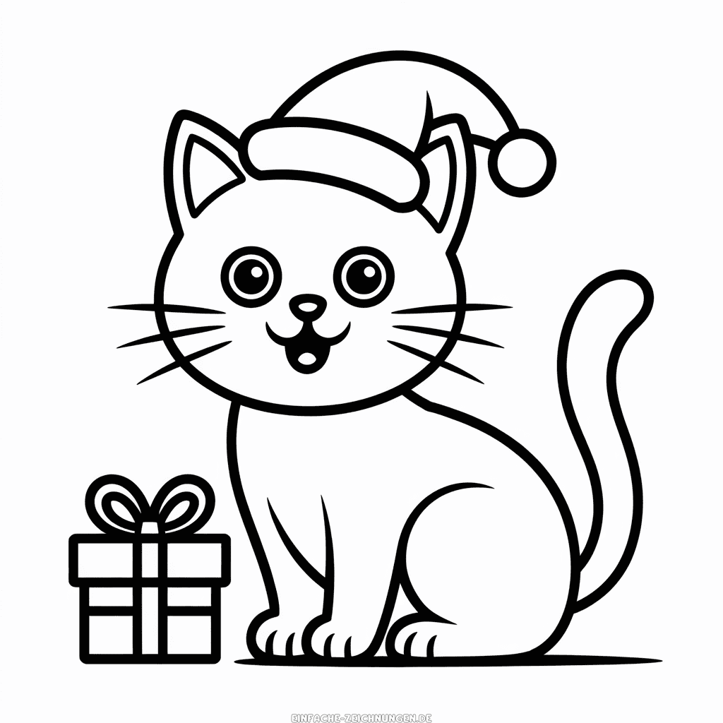 Zeichnung Weihnachtskatze