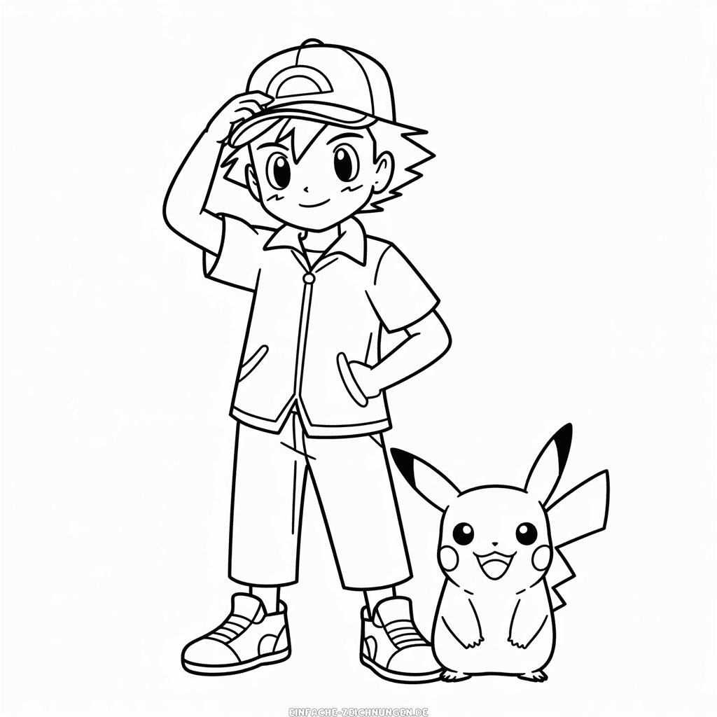 Zeichnung Ash und Pikachu