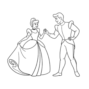 Zeichnung Cinderella Tanzt mit dem Prinzen