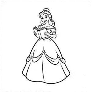 Zeichnung Disney Prinzessin liest ein Buch