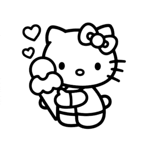Zeichnung Hello Kitty Eis essen