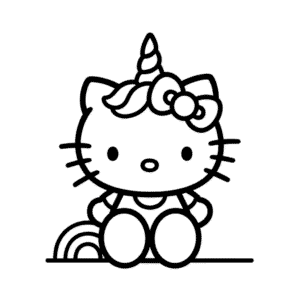Zeichnung Hello Kitty im Einhorn-Kostüm