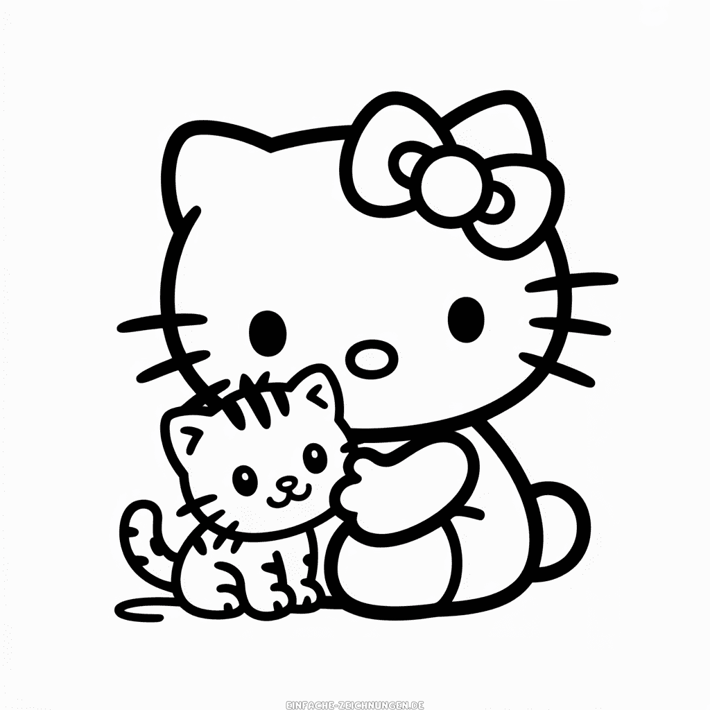 Zeichnung Hello Kitty und Cat