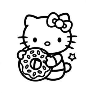 Zeichnung Hello Kitty und Donut