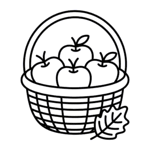 Zeichnung Herbst Apfelkorb