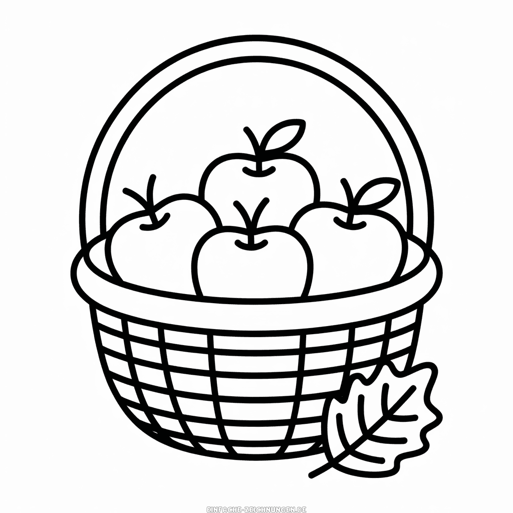 Zeichnung Herbst Apfelkorb