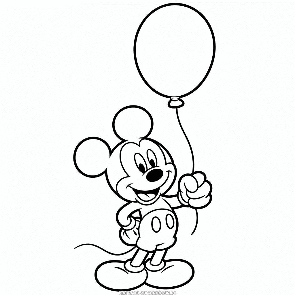 Zeichnung Micky Maus hält Ballon