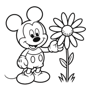 Zeichnung Micky Maus und Blume