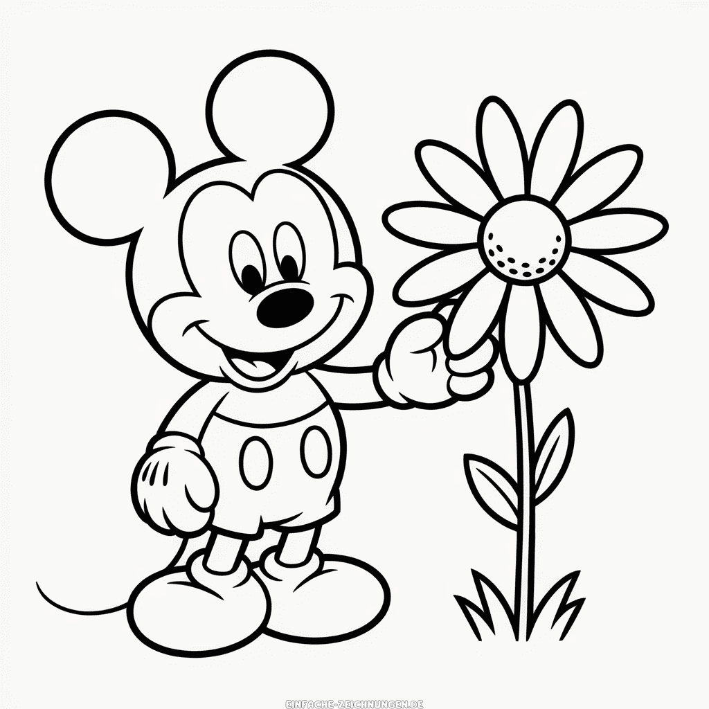 Zeichnung Micky Maus und Blume