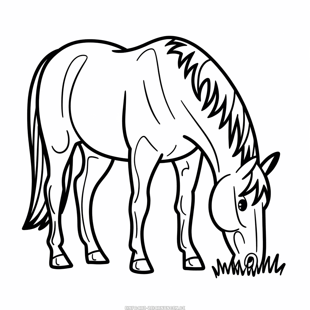 Zeichnung Pferd beim Fressen